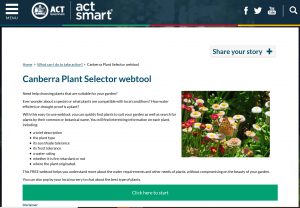 Actsmart Canberra Plant Selector Tool